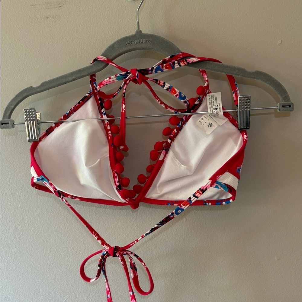 COCOSHIP Red Floral Halter Bikini Top and bottom Size 8 - Picture 4 of 8